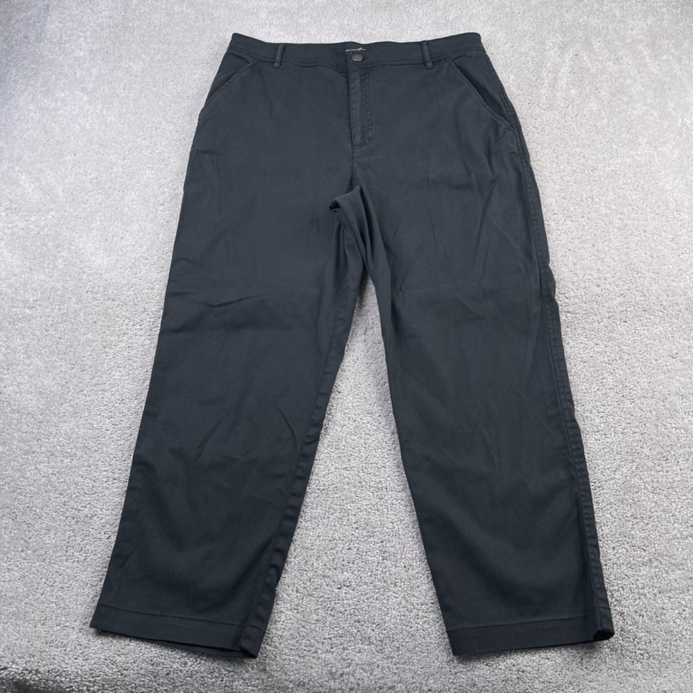 Peruvian Connection Pants Womens 14 Black High Rise Straight Leg Twill Chino
